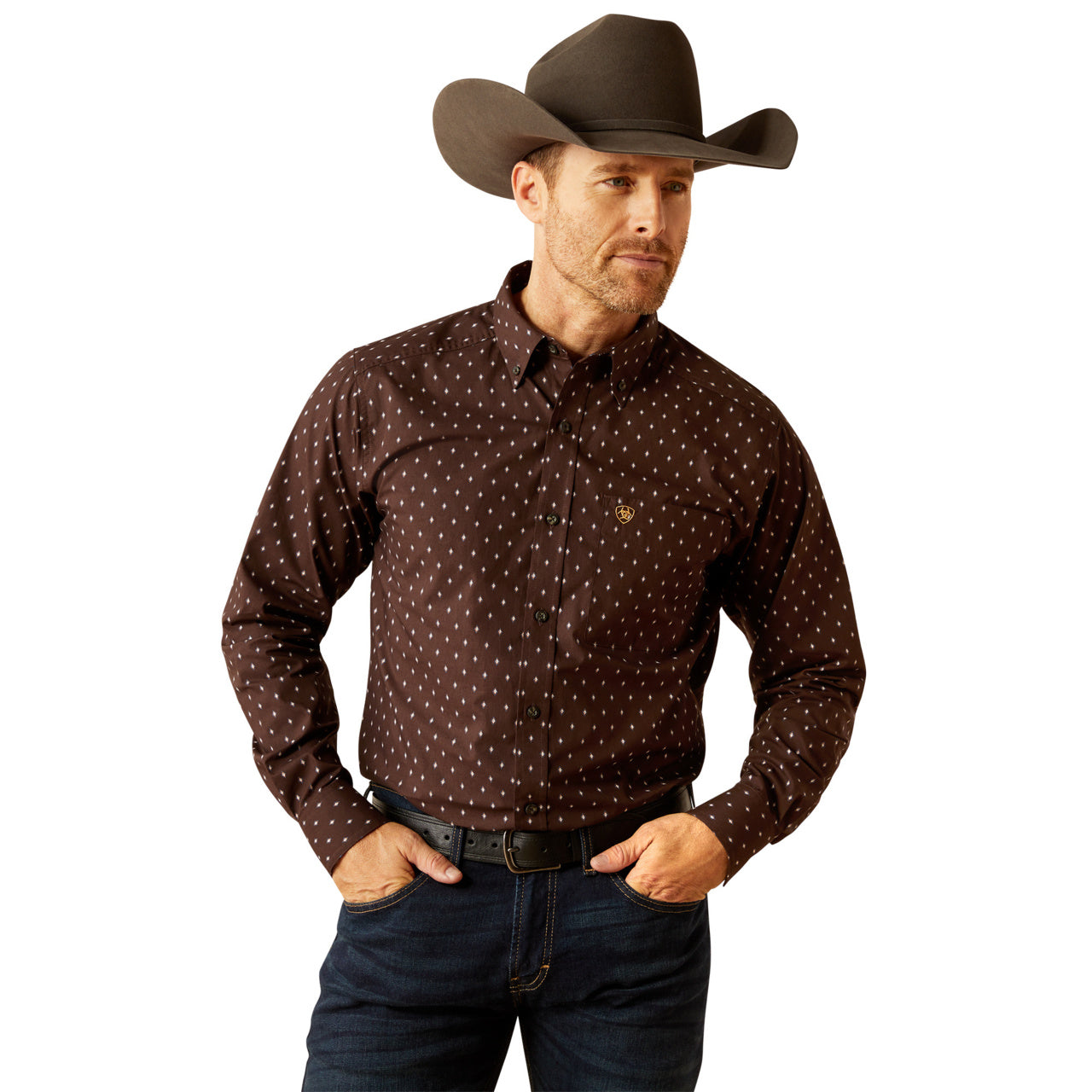 Ariat Men's Chance Fitted Brown Shirt 10054079
