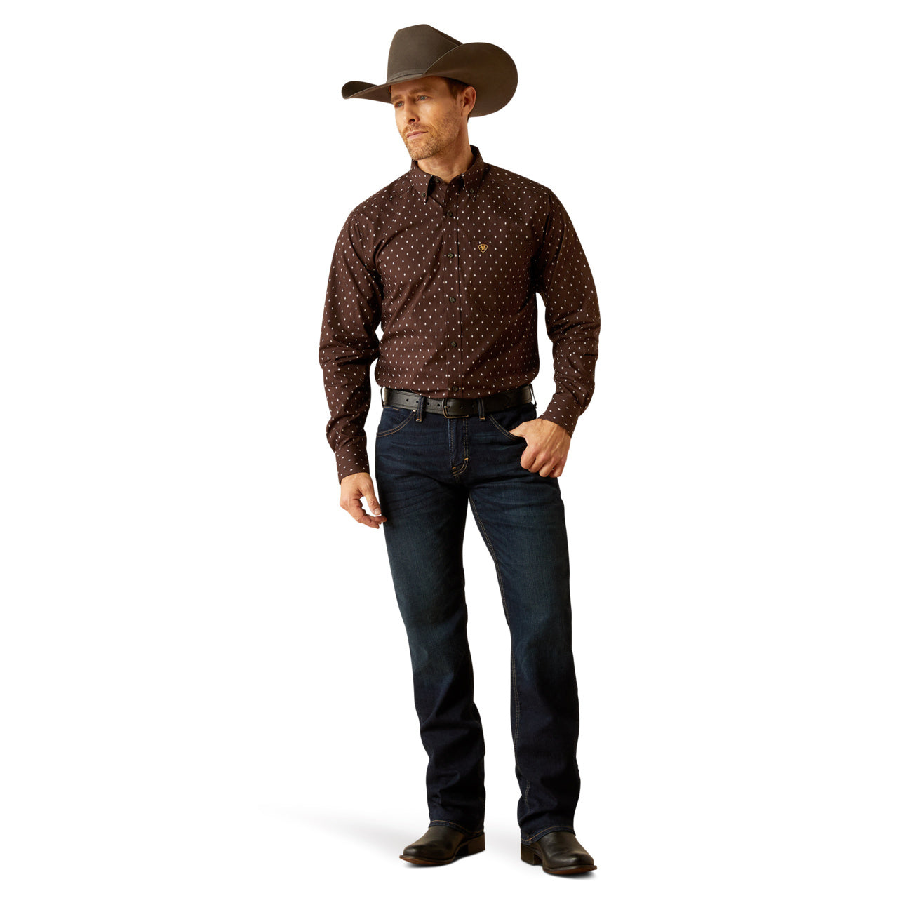 Ariat Men's Chance Fitted Brown Shirt 10054079