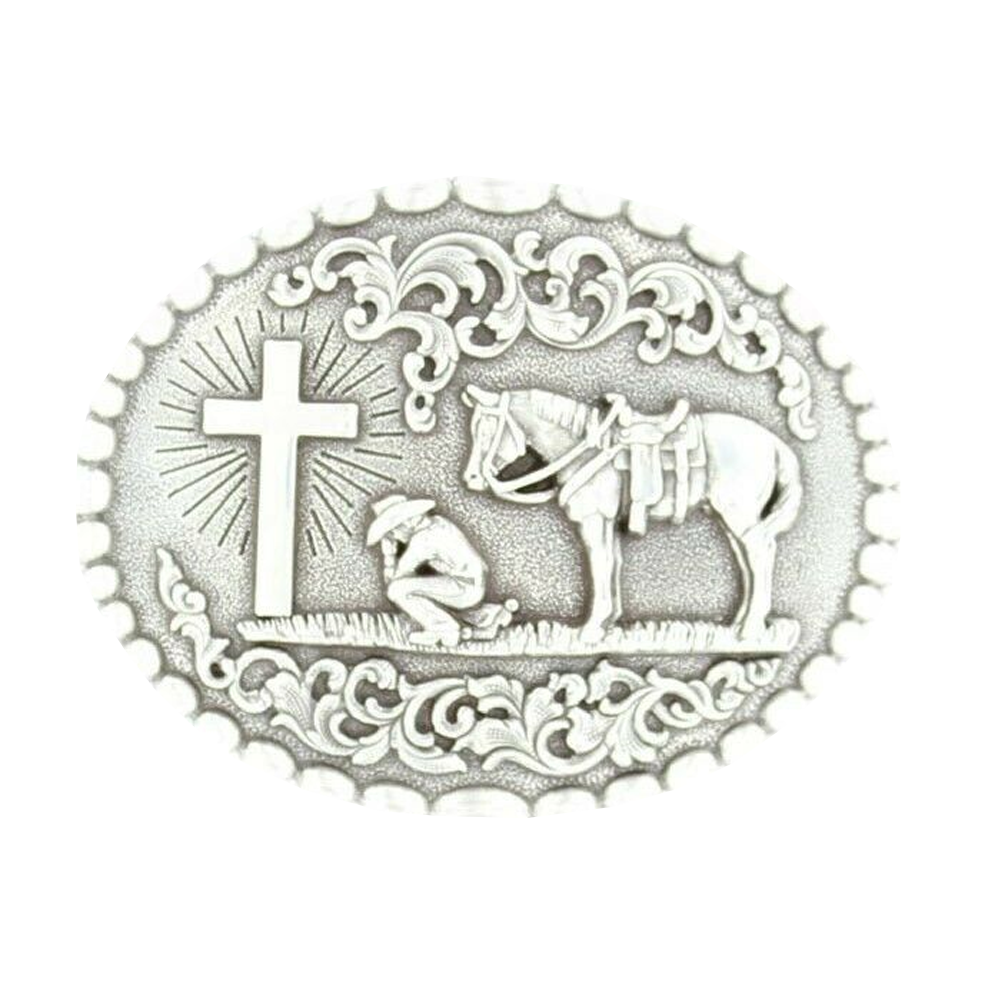 Nocona  Engraved Cowboy Prayer Belt Buckle 37374