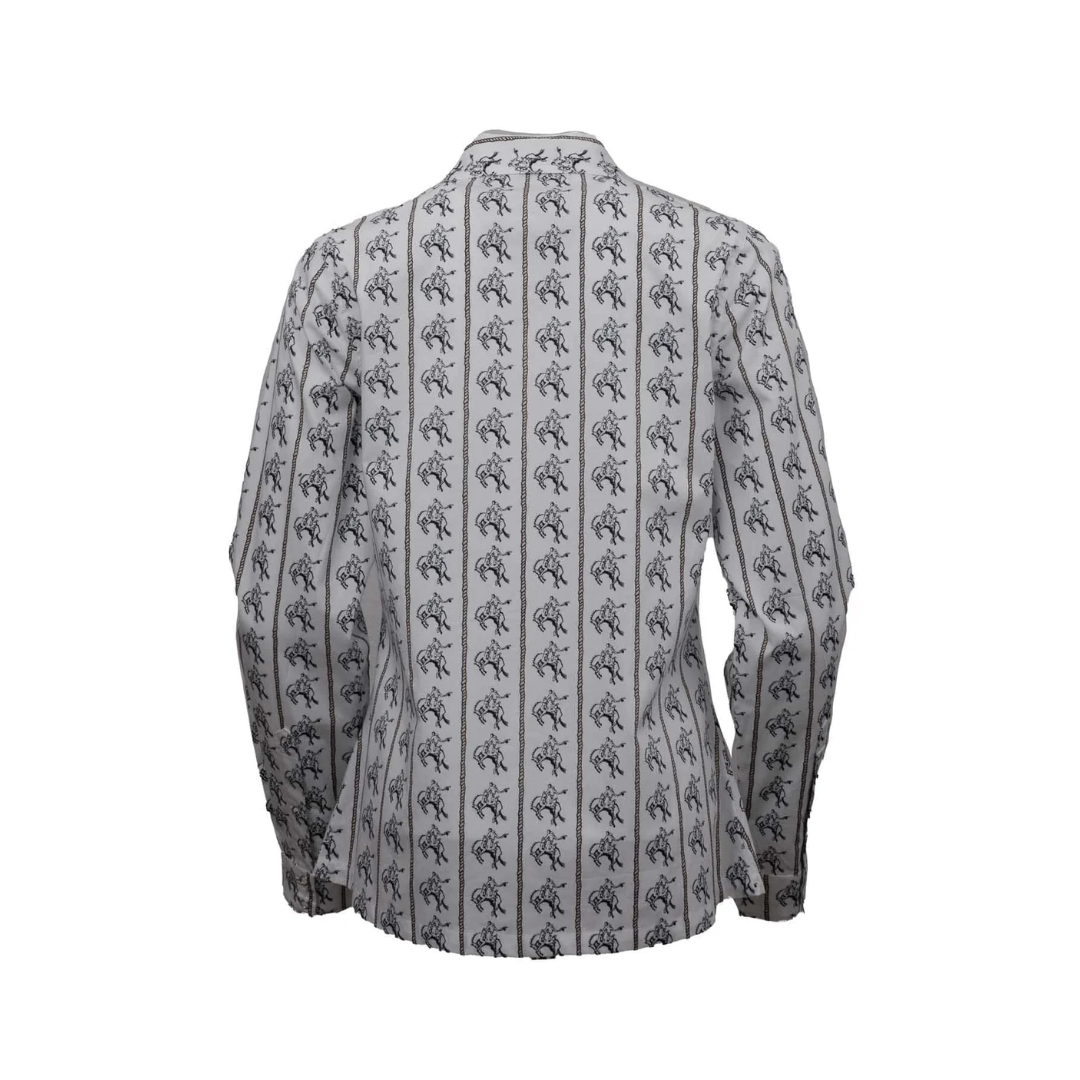 Outback Trading White Bronc Striped Button Down 40375-WHI