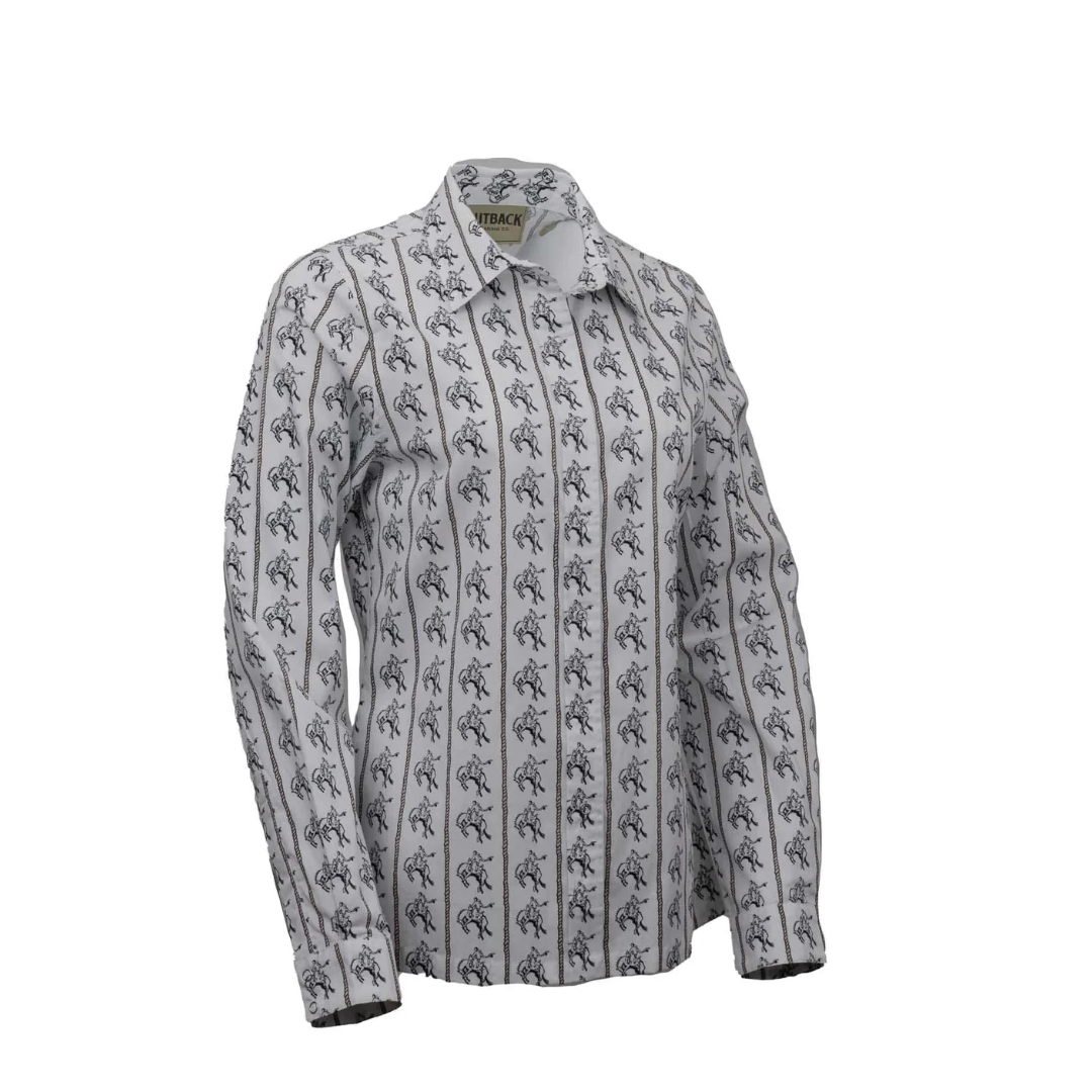Outback Trading White Bronc Striped Button Down 40375-WHI