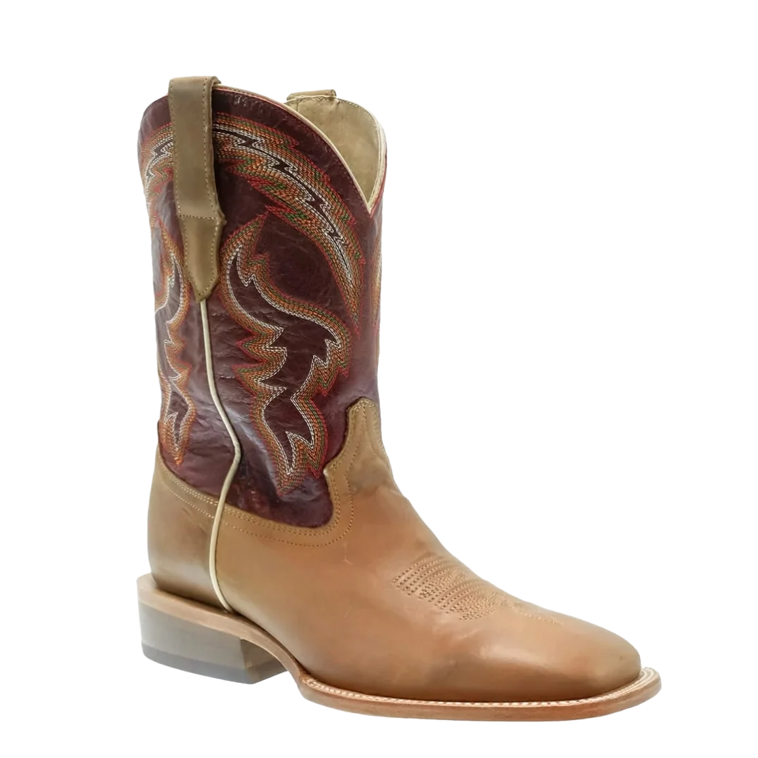 RW Ranch Men's Burgundy Goat Leather 11" Wide Square Toe Western Boot WR0008-2