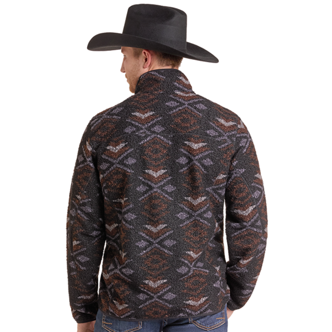 Rock & Roll Denim Men's Performance Black Aztec Berber Full Zip Jacket BM92C09219