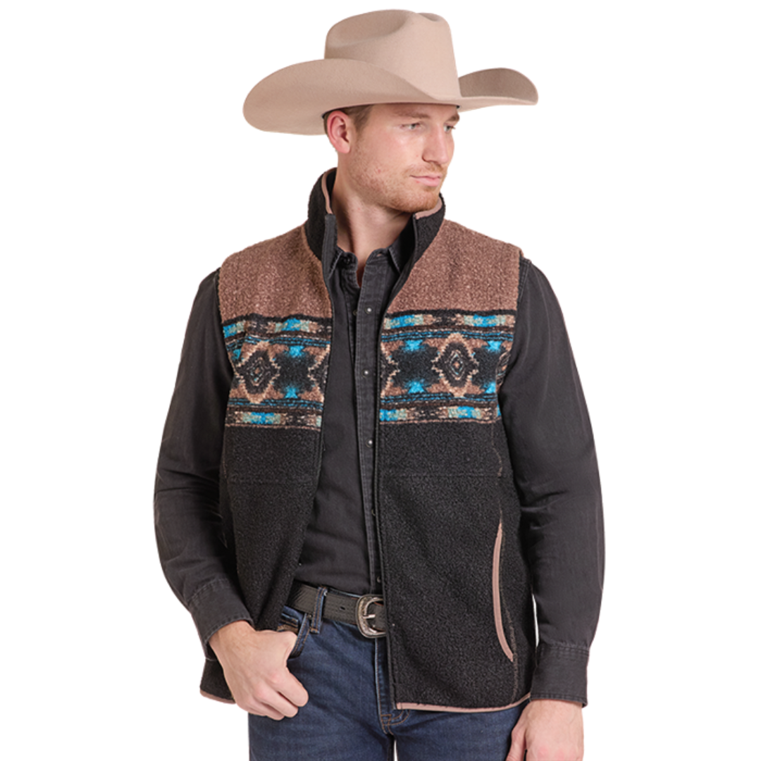 Powder River Outfitters Men's Sierra Printed Berber Border Vest DM98C09254