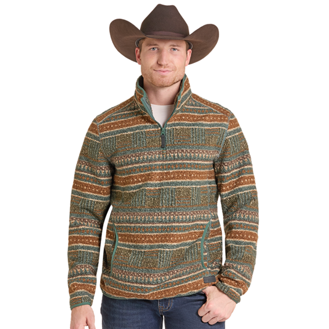 Rock & Roll Denim Men's Performance Novelty Stripe Berber Pullover BM91C09220