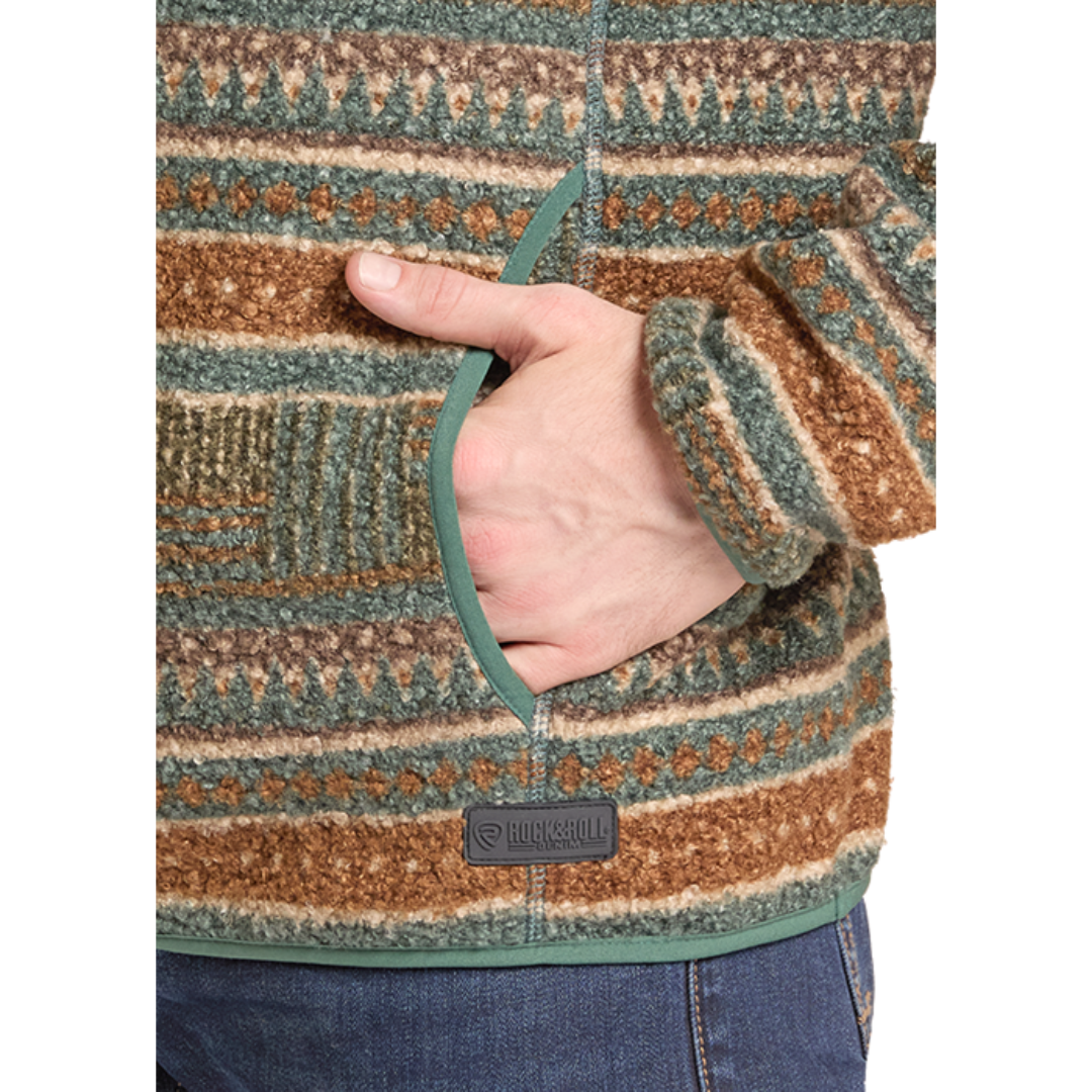 Rock & Roll Denim Men's Performance Novelty Stripe Berber Pullover BM91C09220