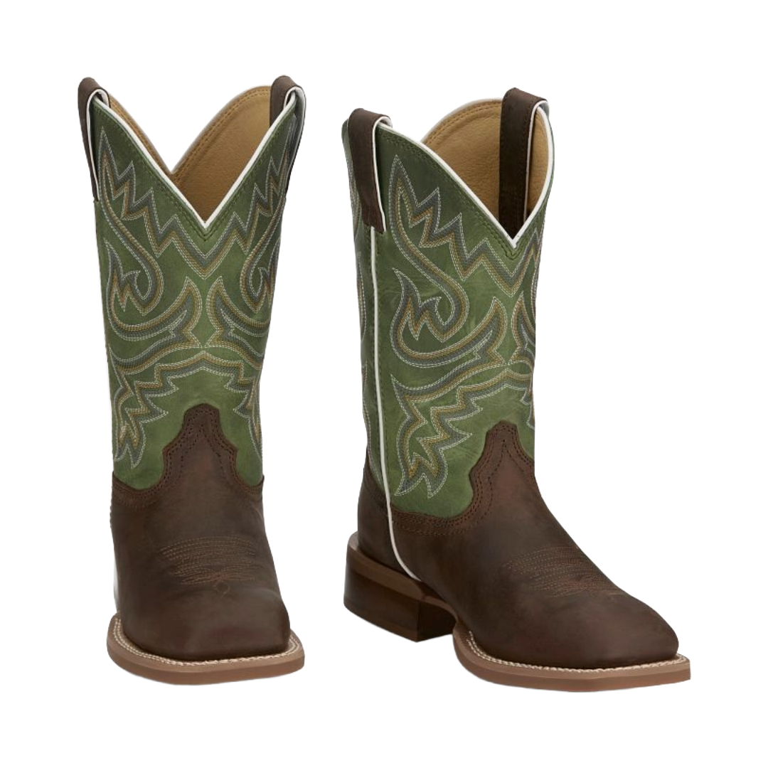 Justin Ladies Little Sugar Fern Brown 11" Wide Square Toe Western Boot FN4225