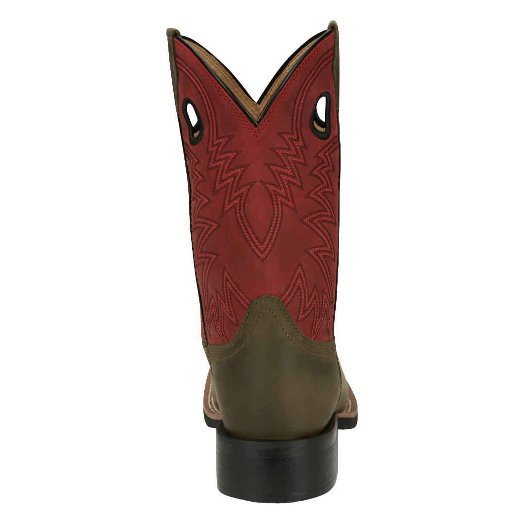 Justin Men's Shane Grey Leather 11" Wide Square Toe Western Boot FN7120