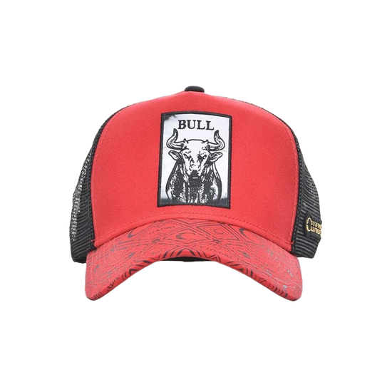 Cuadra Men's Bull Graphic Red Trucker Cap CC109