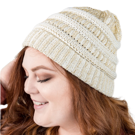 Ashlyn Rose Ladies  Frost Gold Cable Knit Beanie 93388GLD