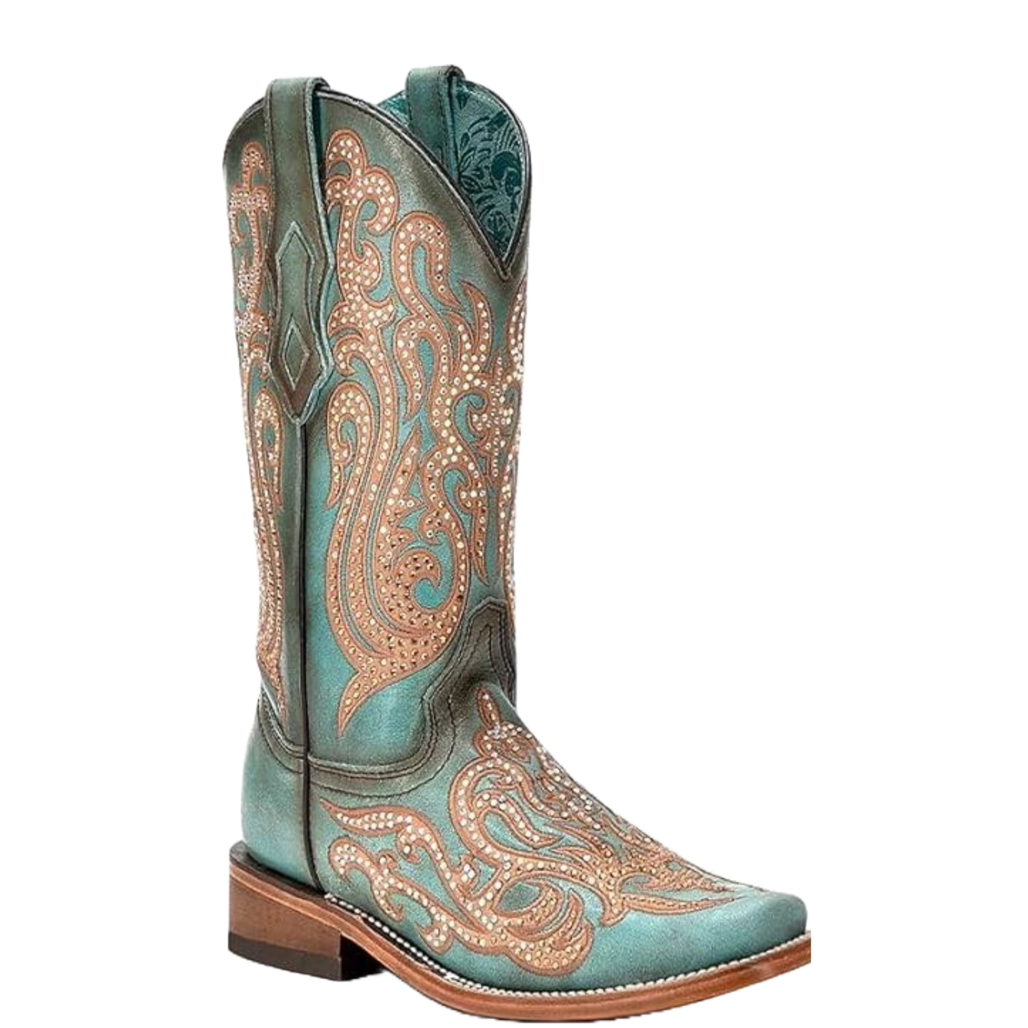 Corral Ladies Distressed Turquoise-Honey Western Boots C4095