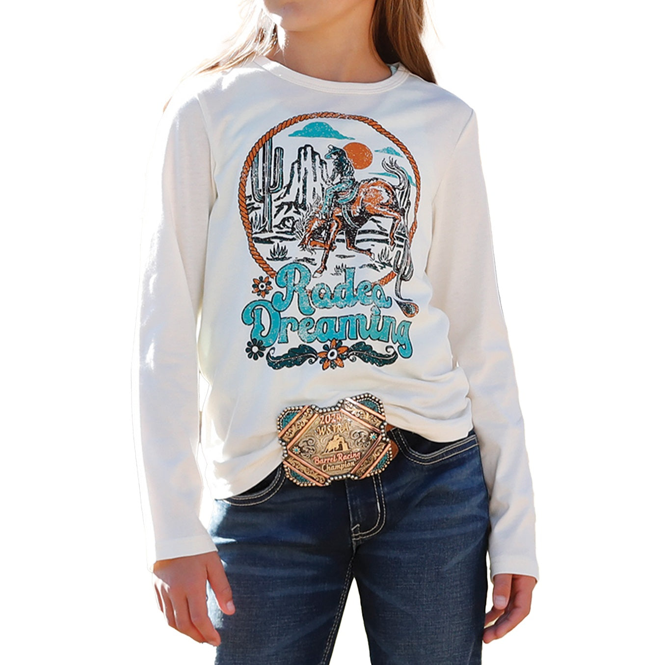 Cinch Youth Girl's Cream Rodeo Dreaming Graphic T-Shirt CTK8990007