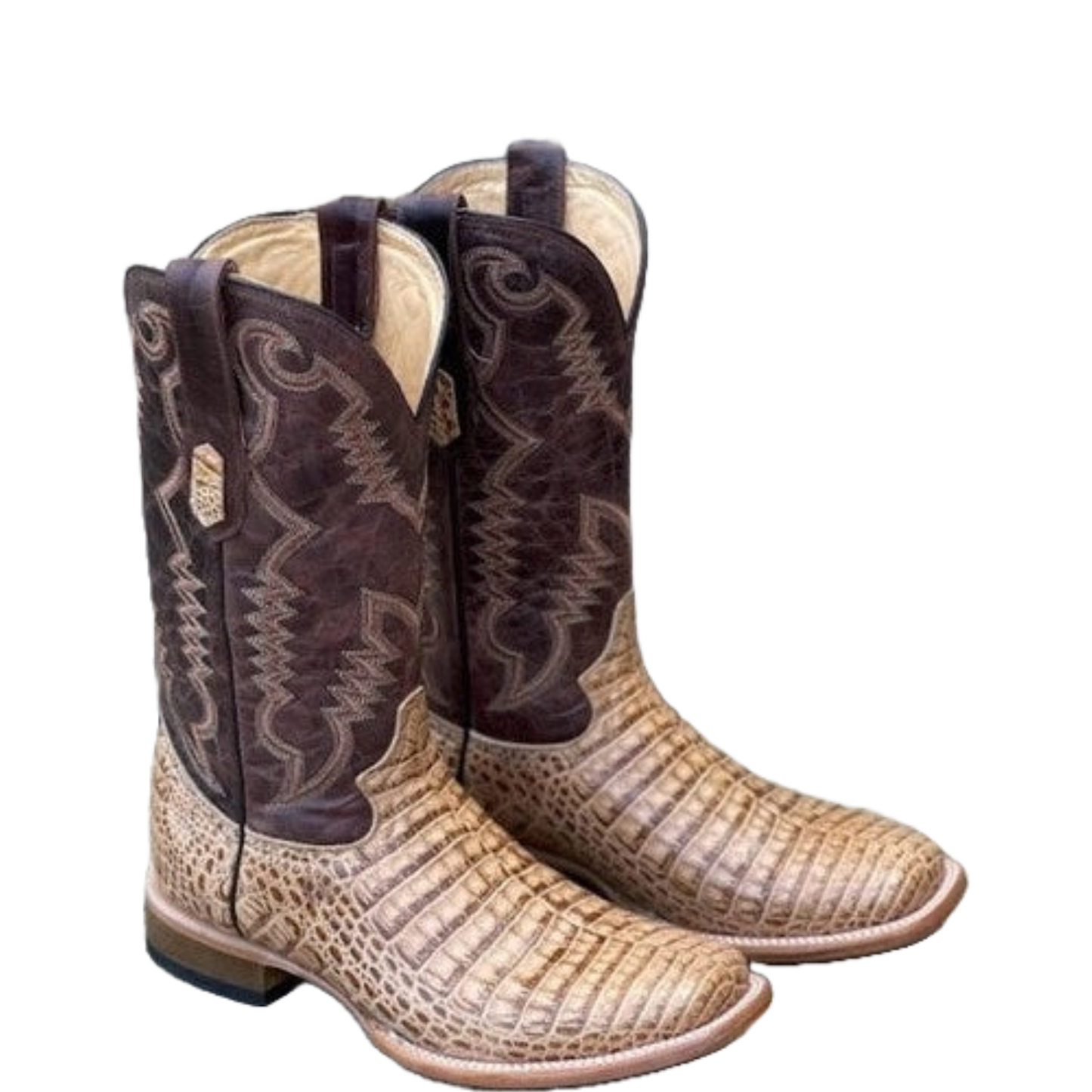 Cowtown Men's Orxy Caiman Belly Print Square Toe Western Boots Q6153