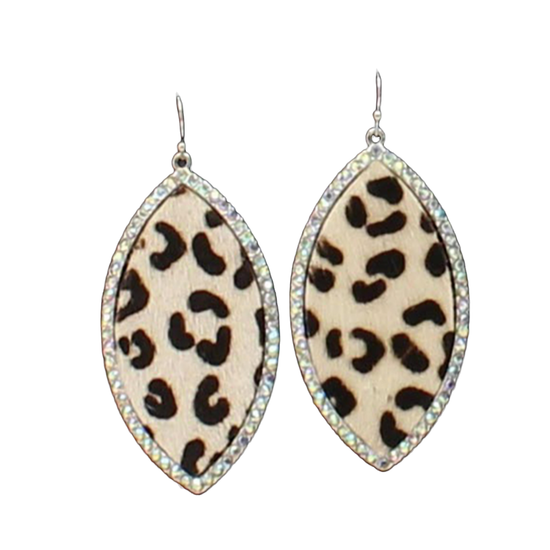 Silver Strike® Ladies Crystal Cheetah Tear Drop Earrings D460013105