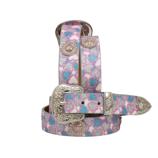 Angel Ranch Children's Glitter Heart Multi-Colored Belt DA6219