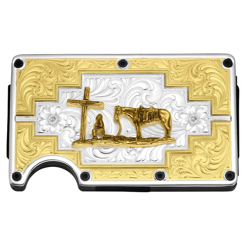 Montana Silversmiths Santa Fe Sunrise With Praying Cowboy Card Case CRCARD6173-731M