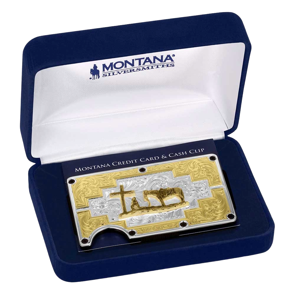 Montana Silversmiths Santa Fe Sunrise With Praying Cowboy Card Case CRCARD6173-731M