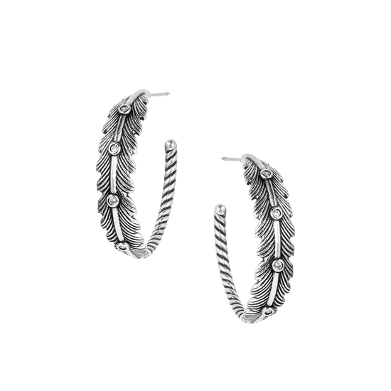 Montana Silversmiths Silver Feathered Path Hoop Earrings ER6310