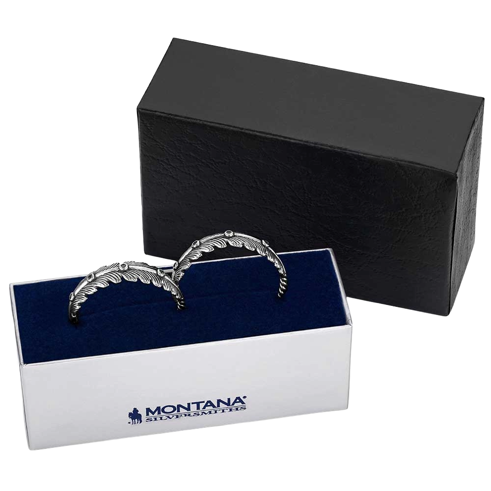 Montana Silversmiths Silver Feathered Path Hoop Earrings ER6310