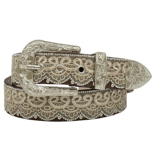 Angel Ranch by 3D Ladies Lacy Brown & Crystal Leather Belt DA3650
