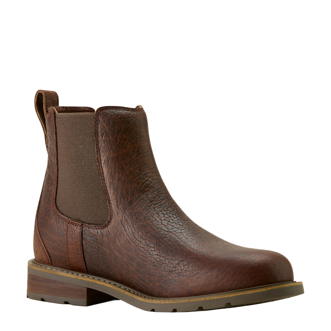 Ariat Men's Wexford Bison Cognac Leather Round Toe Chelsea Boot 10063831