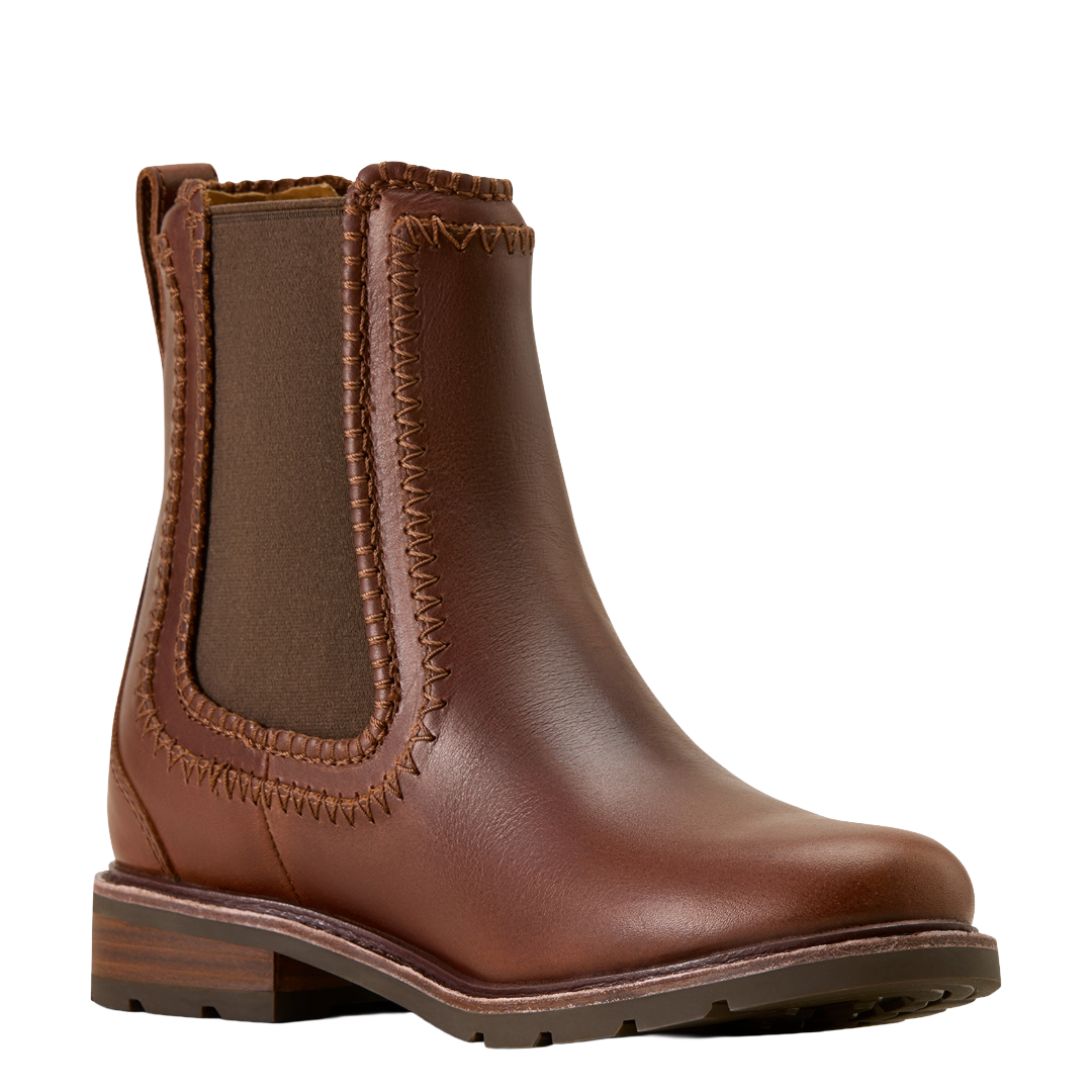Ariat Ladies Wexford Whip Stitch Cognac Chelsea Round Toe Boots 10074226