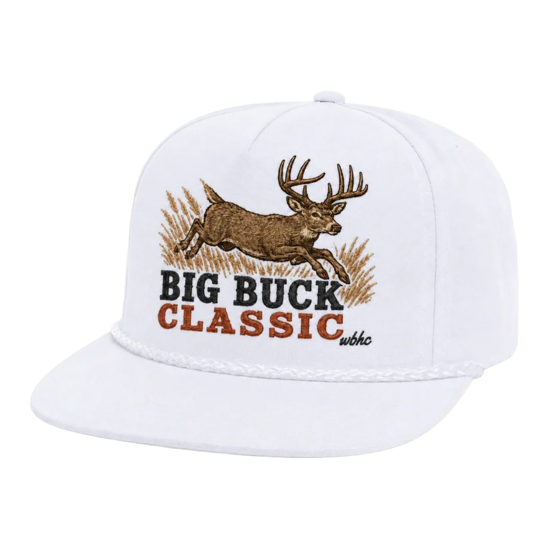 Whiskey Bent Men's Big Buck Classic White Trucker Cap BIGBUKWH