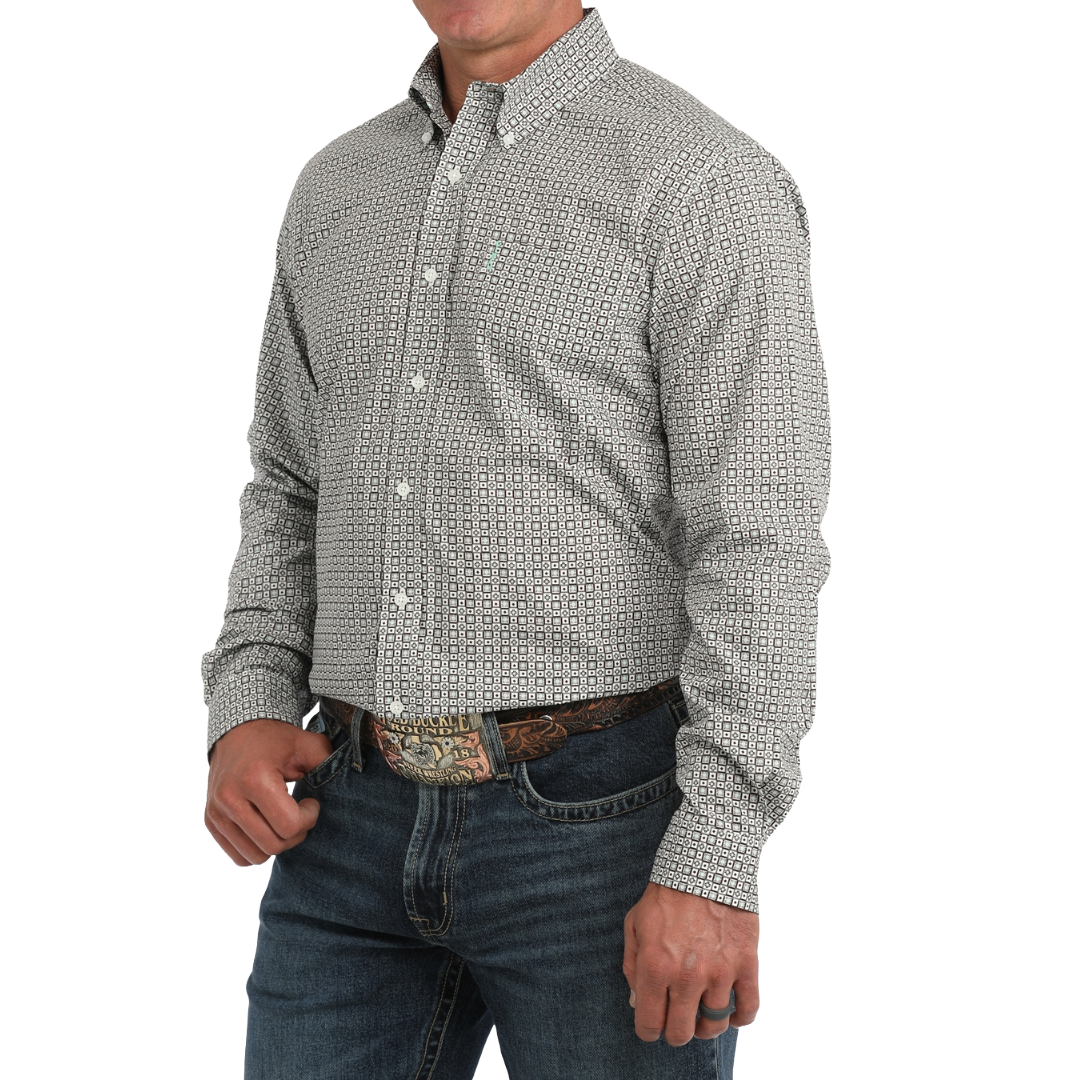 Cinch Men's Modern Print White Button Down MTW1347169