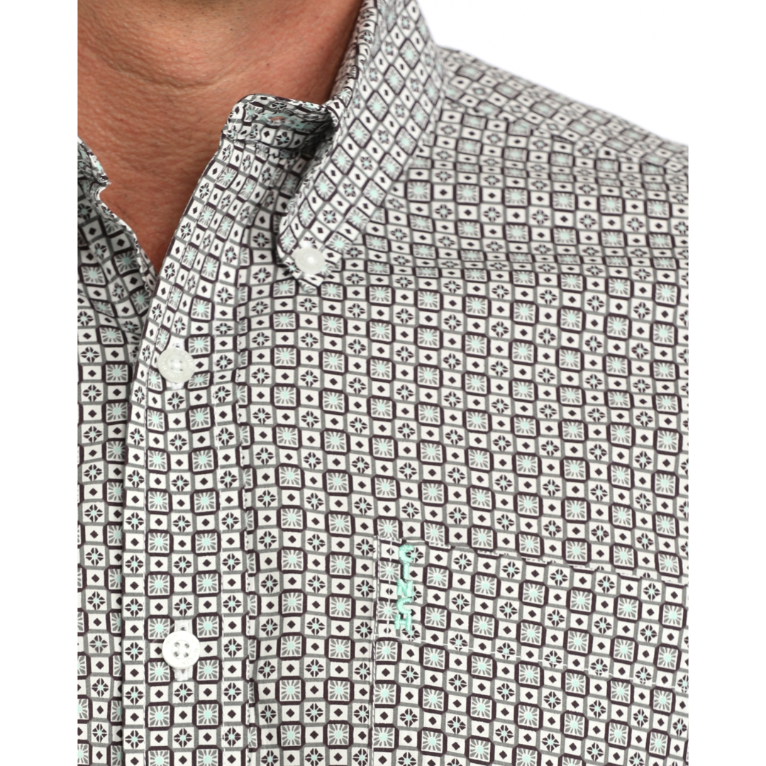 Cinch Men's Modern Print White Button Down MTW1347169