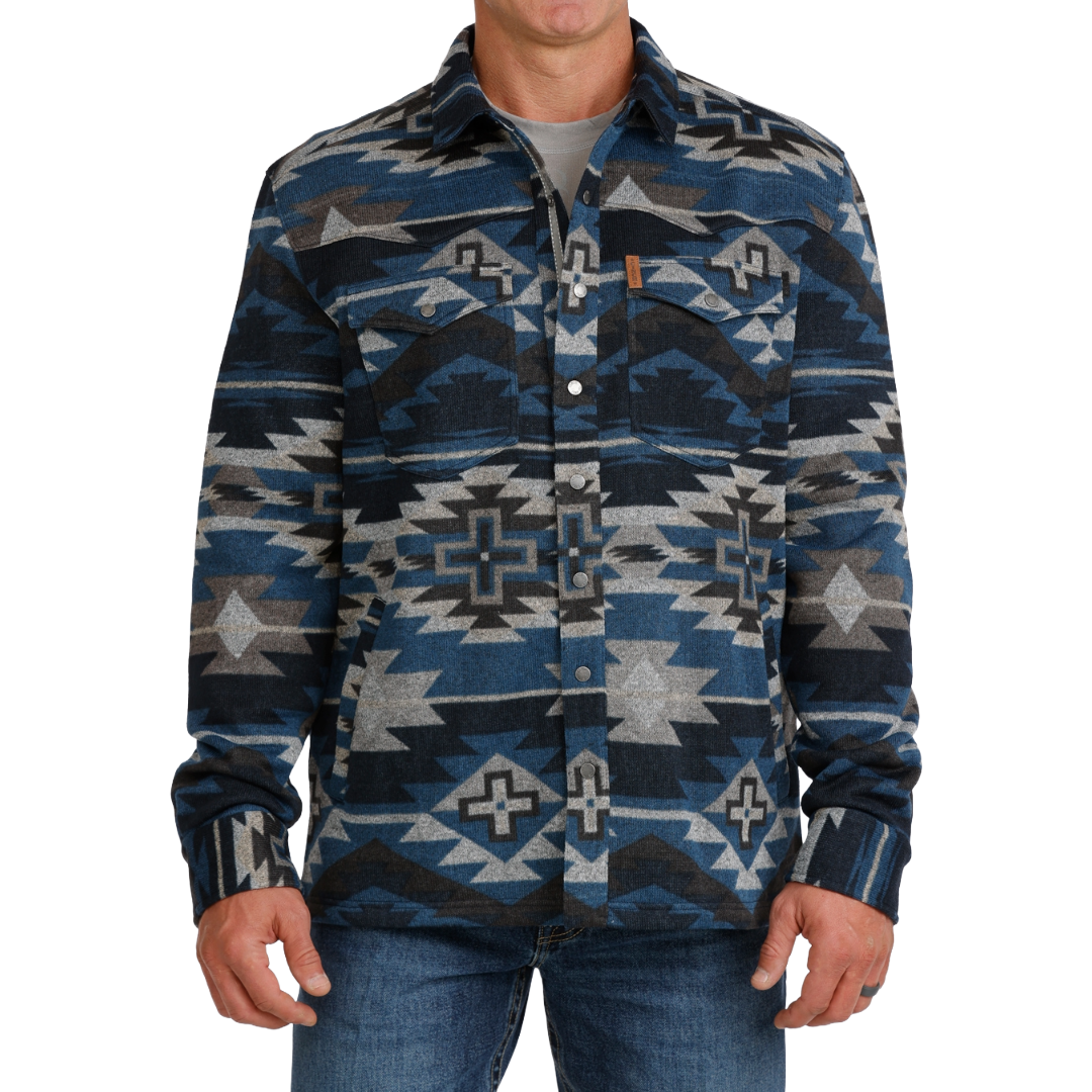 Cinch Men's Navy Aztec Sweater Knit Shirt Jacket MWJ1969001