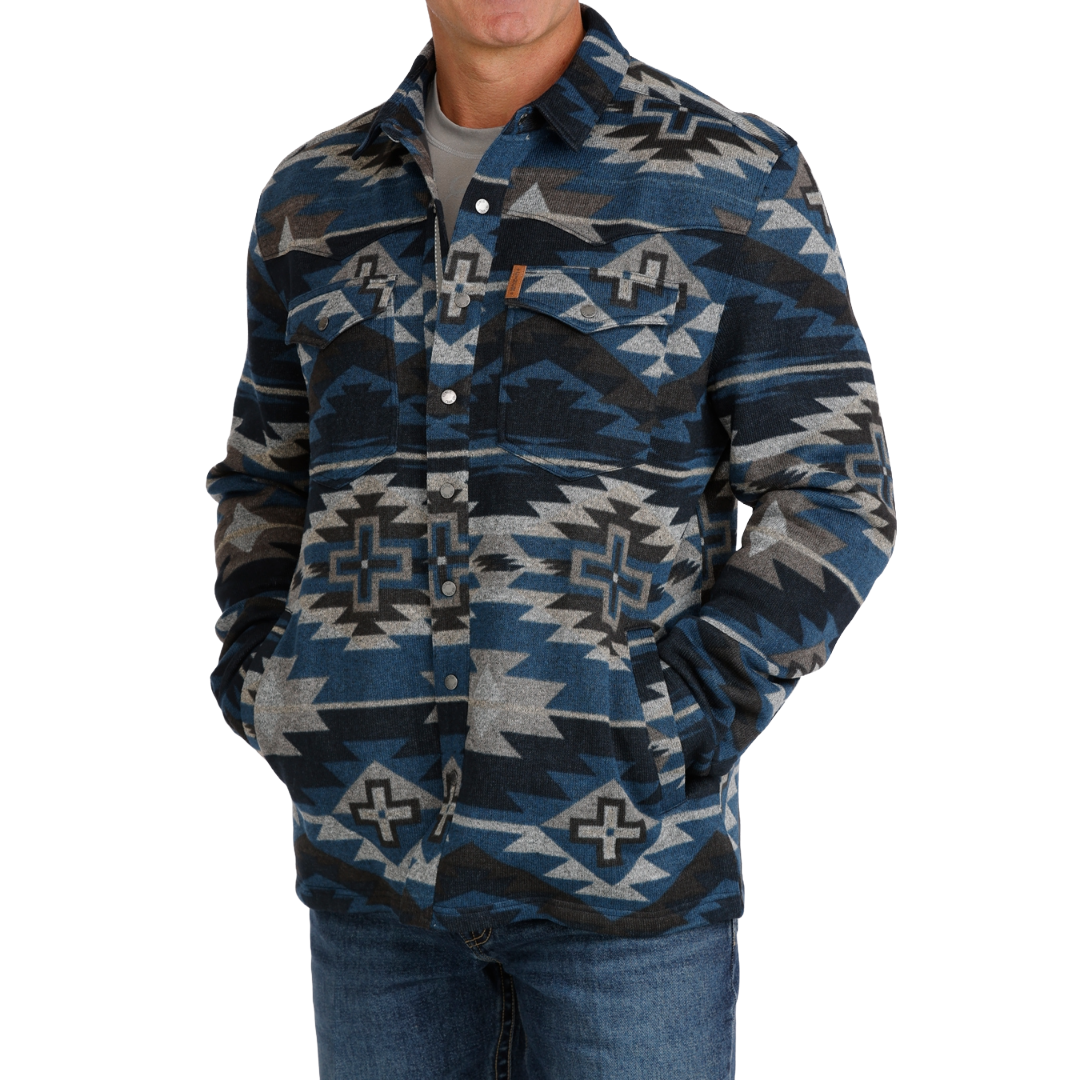 Cinch Men's Navy Aztec Sweater Knit Shirt Jacket MWJ1969001