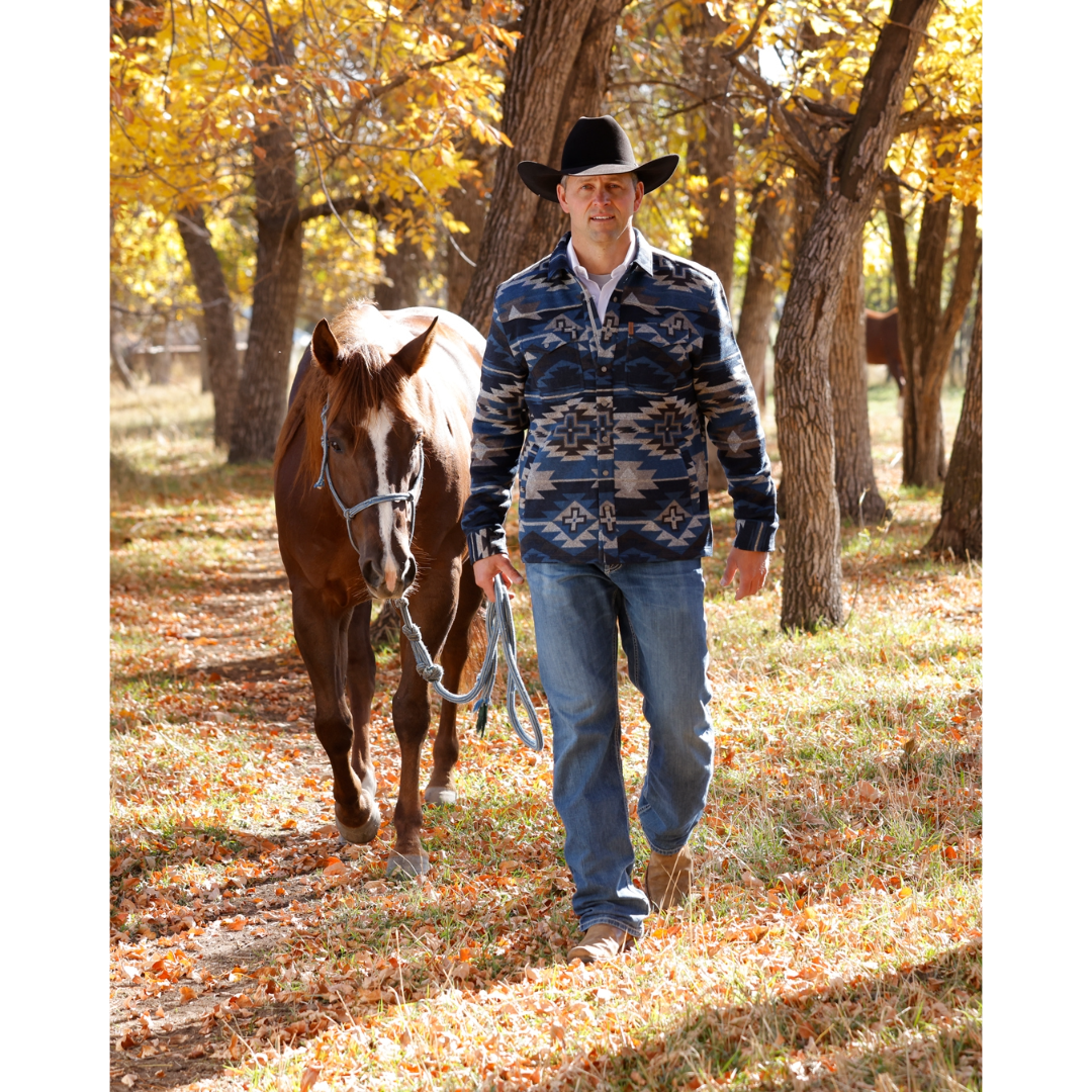 Cinch Men's Navy Aztec Sweater Knit Shirt Jacket MWJ1969001