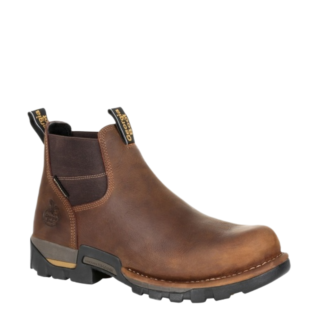 Georgia Boot Men's Eagle One 4" Brown Steel Toe Waterproof Chelsea Work Boot GB00337