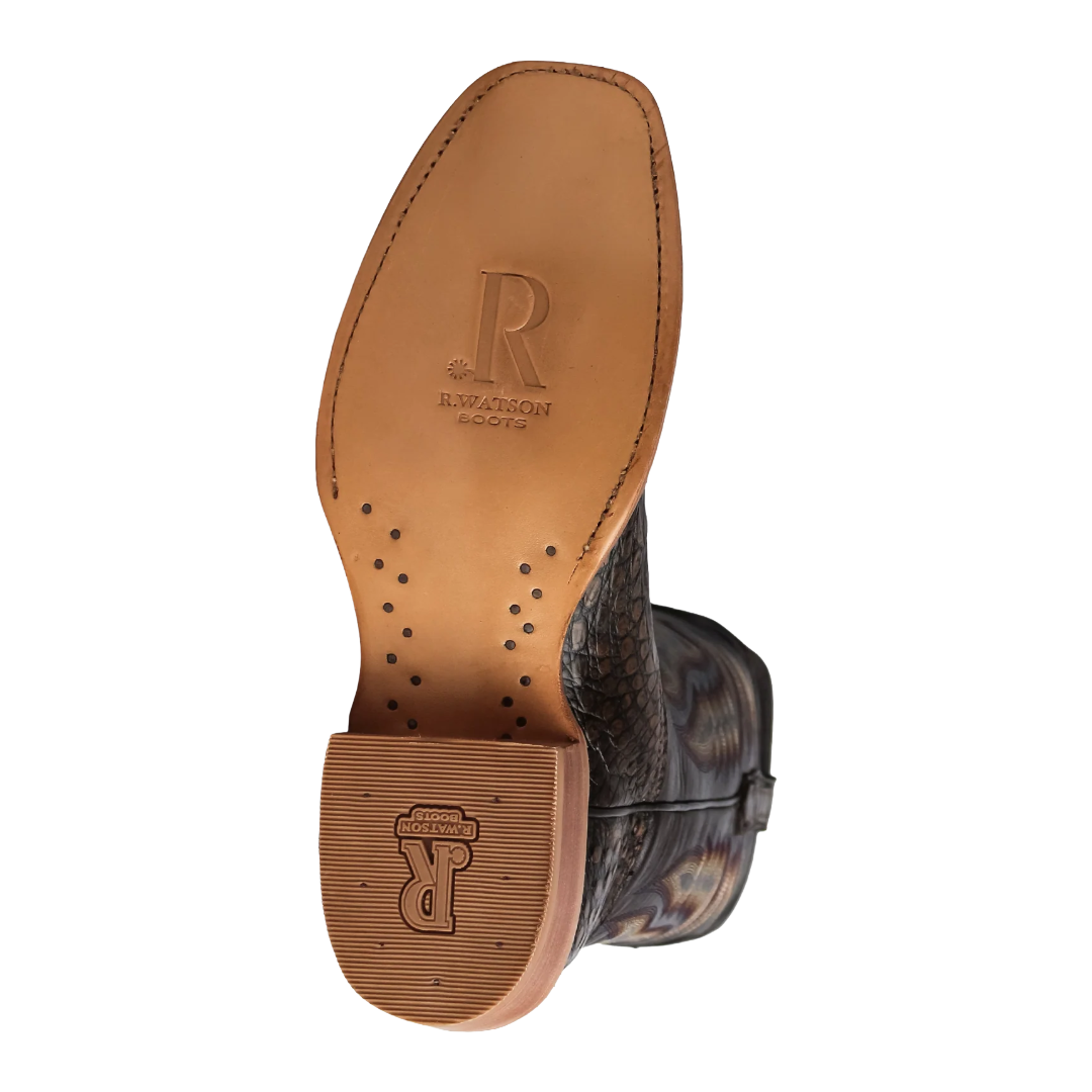 R. Watson Men's 13" Golden Chocolate Caiman Belly Leather Western Boot RW2007-1