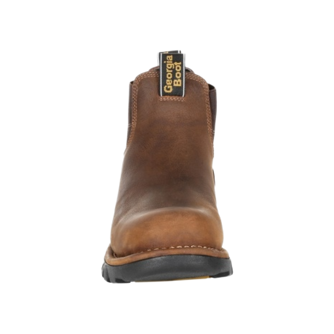 Georgia Boot Men's Eagle One 4" Brown Steel Toe Waterproof Chelsea Work Boot GB00337