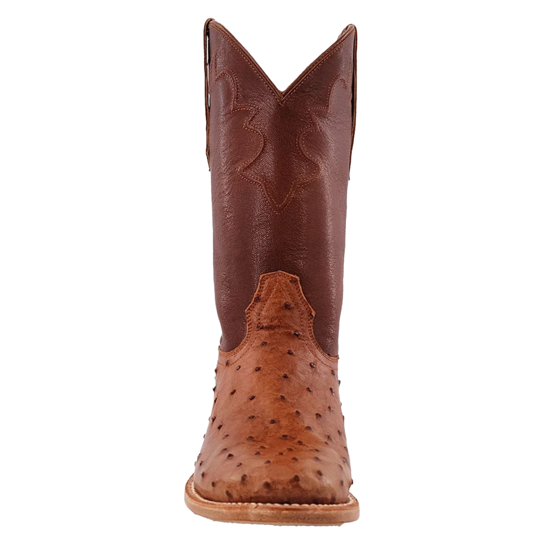 R. Watson Men's 12" Cognac Full Quill Ostrich Leather Western Boot RW4002-5