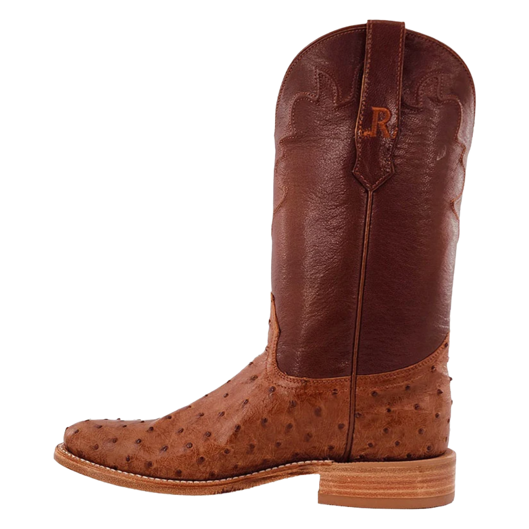 R. Watson Men's 12" Cognac Full Quill Ostrich Leather Western Boot RW4002-5