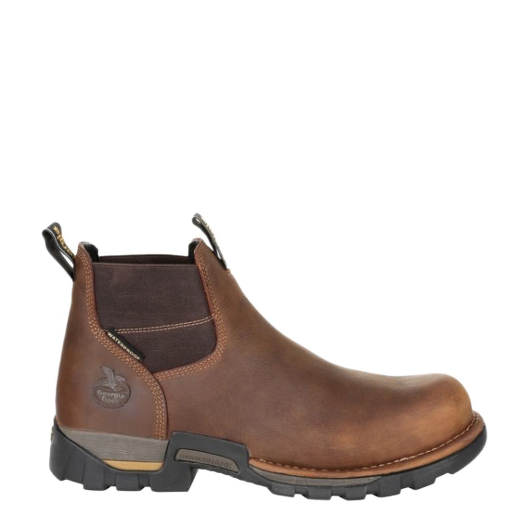 Georgia Boot Men's Eagle One 4" Brown Steel Toe Waterproof Chelsea Work Boot GB00337