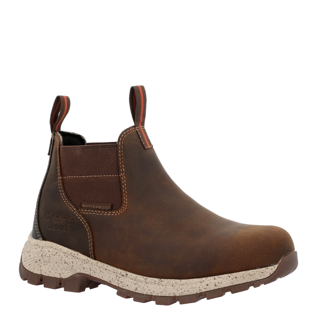 Georgia Boot Ladies Eagle Trail Brown Waterproof Alloy Toe Chelsea Work Boot GB00725
