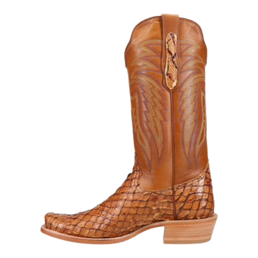 R. Watson Men's 13"  Cognac Pirarucu Leather Western Boot RW7803-1