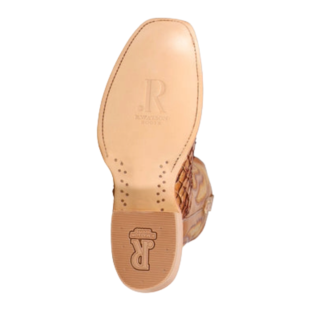 R. Watson Men's 13"  Cognac Pirarucu Leather Western Boot RW7803-1