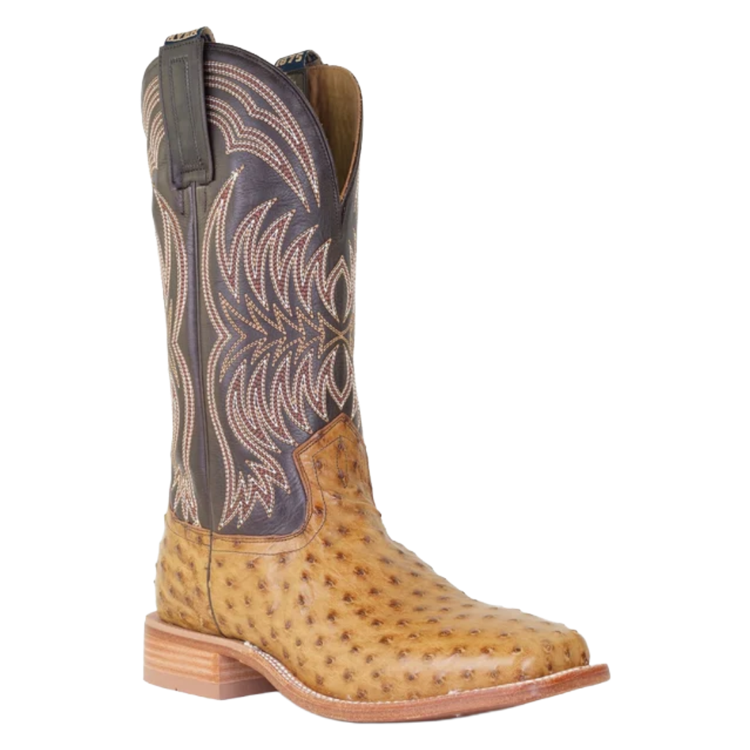 HYER Men's Langdon Tan Ostrich Square Toe Western Boot HM11017