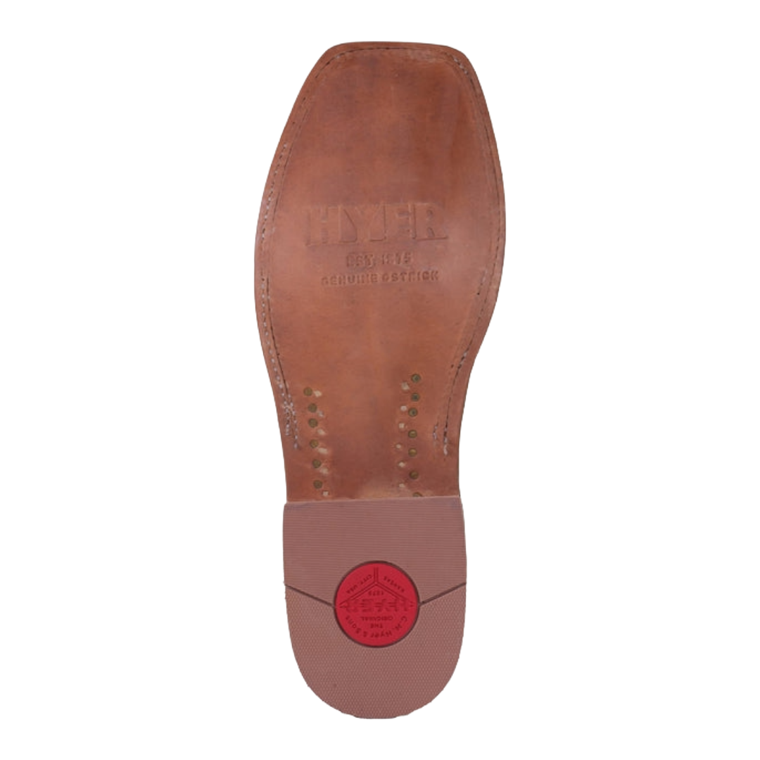 HYER Men's Langdon Tan Ostrich Square Toe Western Boot HM11017