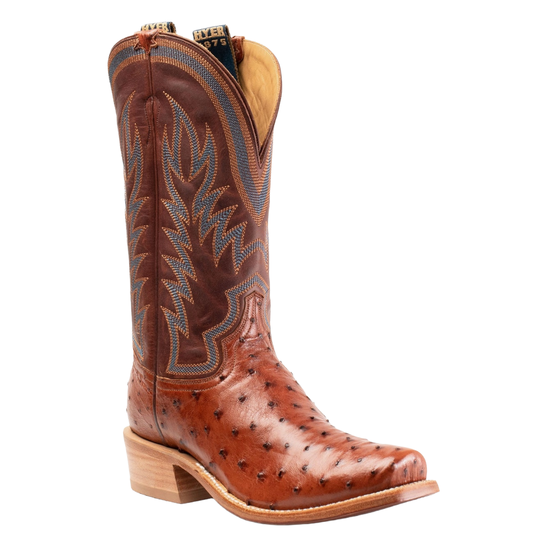 HYER Men's Culver Brown Ostrich Narrow Square Toe Western Boot HM12014