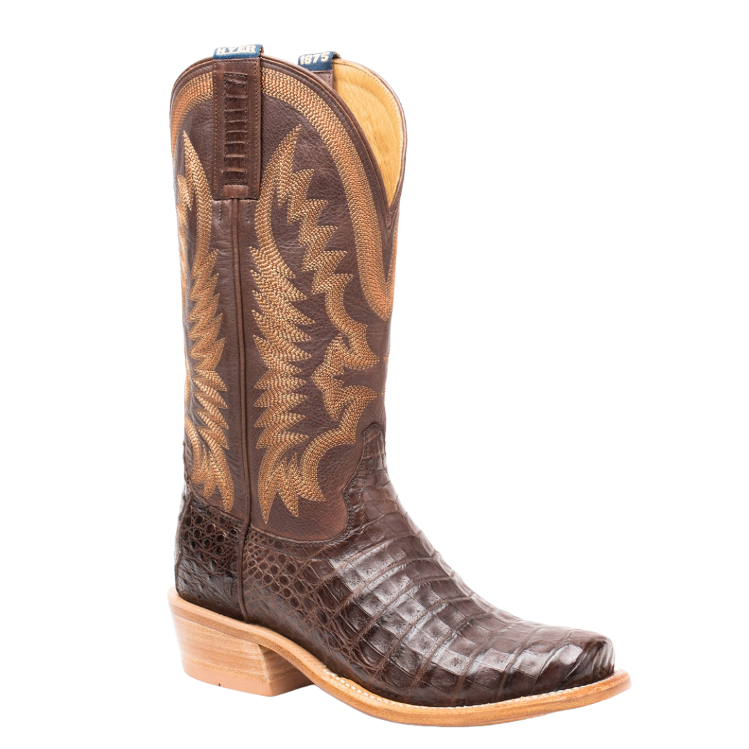 HYER Men's Pratt Brown Caiman Belly Leather Western Boot HM12022