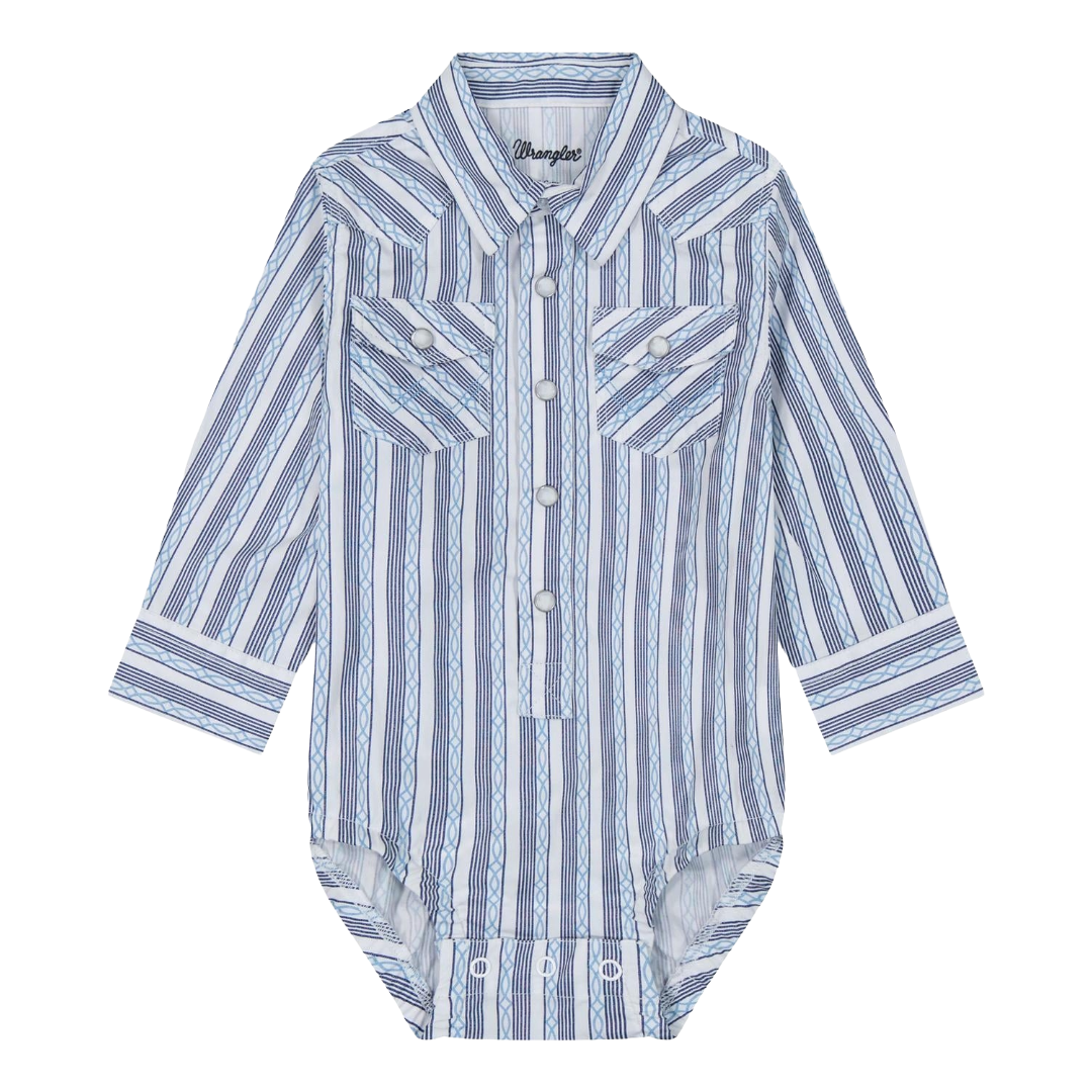 Wrangler Baby Boy's Blue & White Stripe Western Bodysuit 112384757