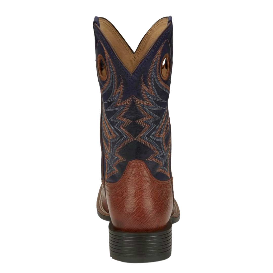 Justin Men's Roswell Blue 11" Smooth Ostrich Wide Square Toe Boots UN8751