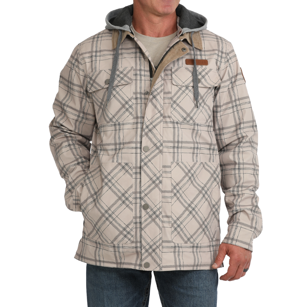 Cinch Men's Stone Plaid Removable Hood Barn Coat MWJ1069004