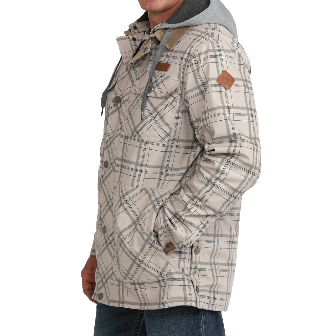 Cinch Men's Stone Plaid Removable Hood Barn Coat MWJ1069004