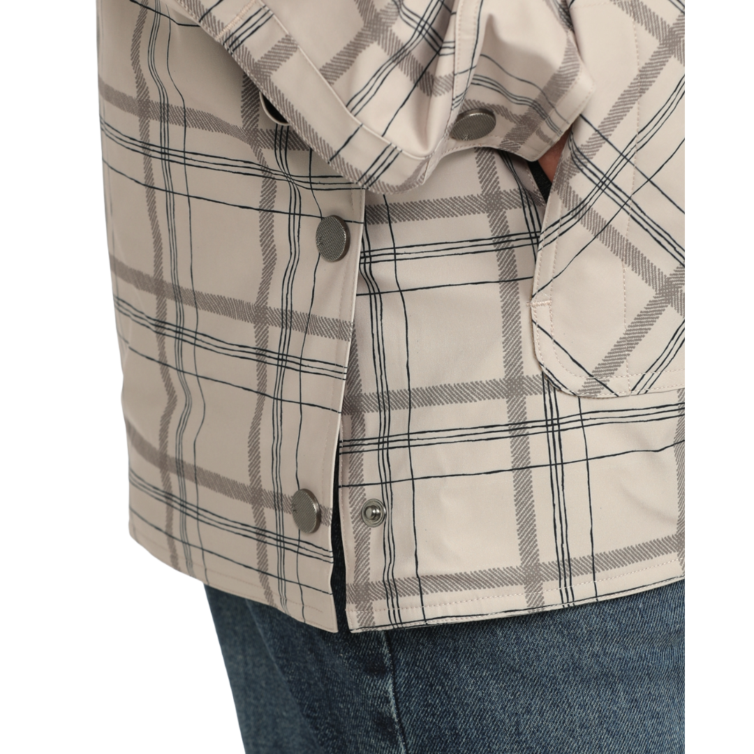 Cinch Men's Stone Plaid Removable Hood Barn Coat MWJ1069004